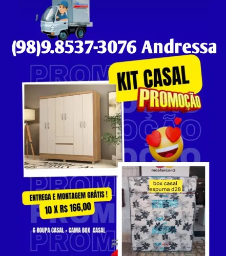 Kit Casal com Guarda-Roupa e Cama Box