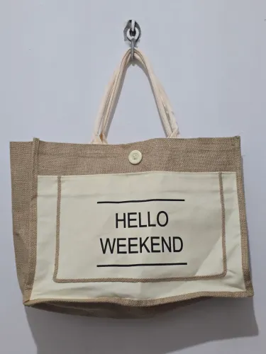 Bolsa de juta 'Hello Weekend'
