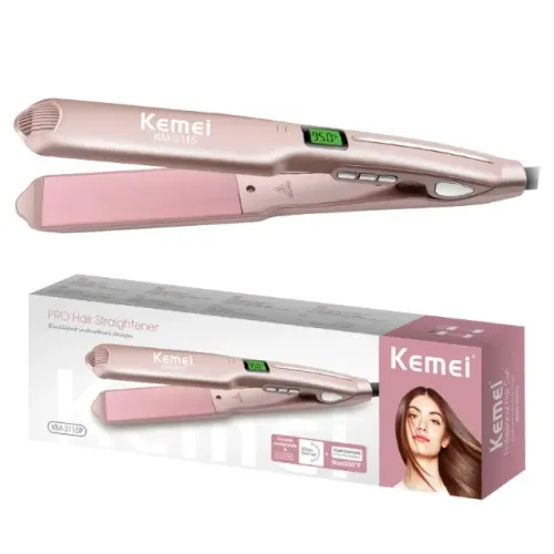 Prancha Chapinha Profissional Kemei KM-3115 Cerâmica 950°F Digital Bivolt