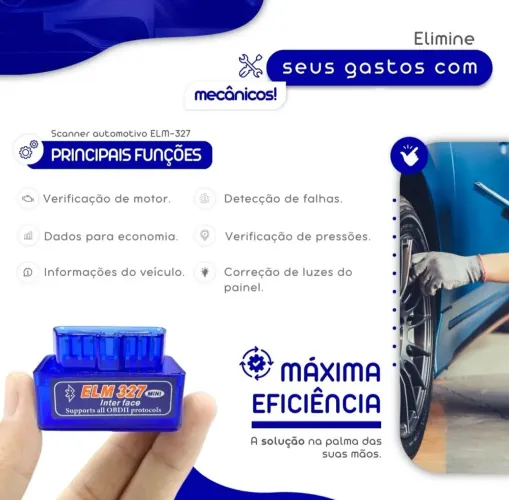 Scanner para carro ODB2 ELM descubra Você mesmo o defeito do seu carro.