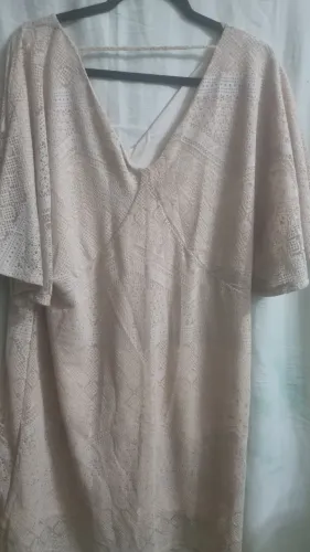 Vestido bege de malha  renda 48 