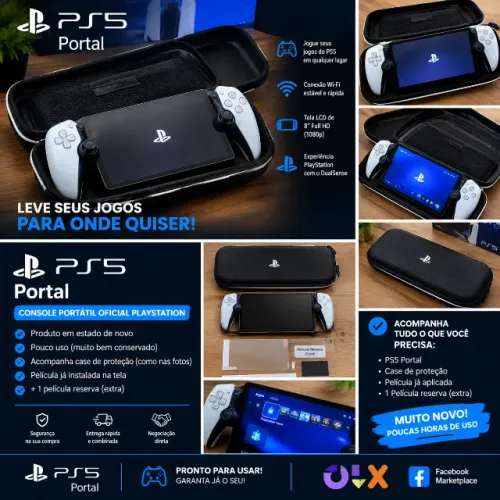 PlayStation Portal (PS5 Portátil) - Estado de Novo com Case e Película Extra!