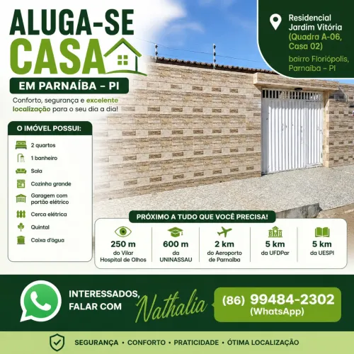     Casa Ampla para Alugar em Parnaíba | Próxima à UNINASSAU e Aeroporto