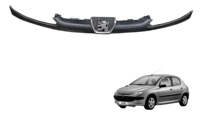 Grade Parachoque Peugeot 206 2002 Preto Plastico