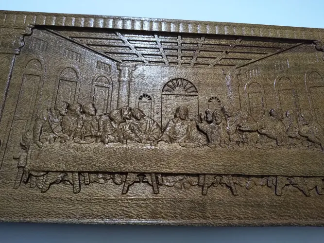 : Quadro Escultura Última Ceia Entalhado Em Madeira Para Sala/Cozinha