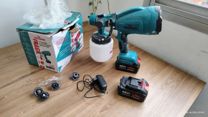 Pistola de pintura sem fio pulverizadora com 2 baterias NOVAS de 21v 5000mah alta descarga