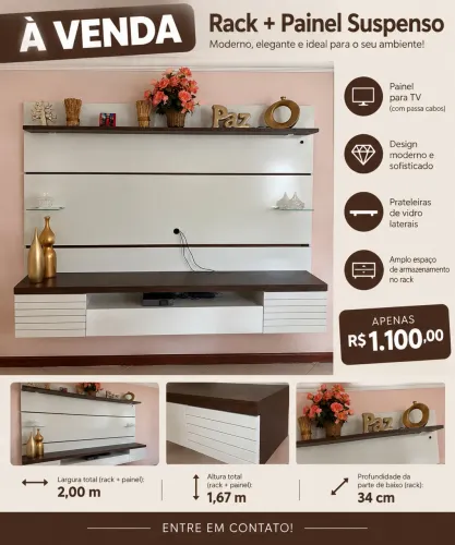 Painel e rack suspenso