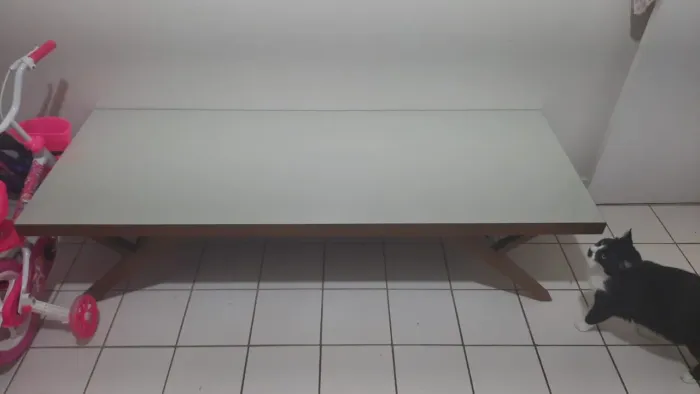 Vendo Centro em madeira maciça com tampo em vidro