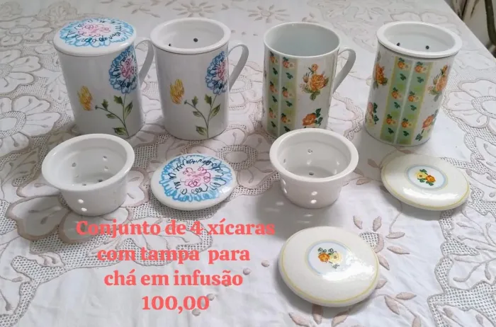 Conjunto xícara para chá em infusão