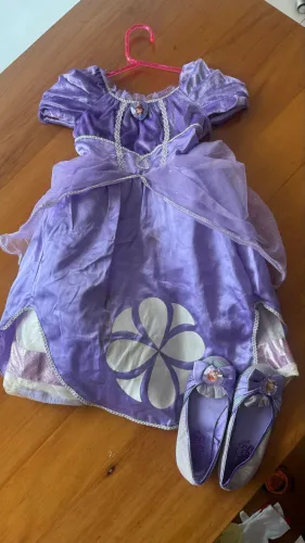 Fantasia Princesa Sofia luxo original Disney tam 4 ate 104cm comp 72 ombro a final saia