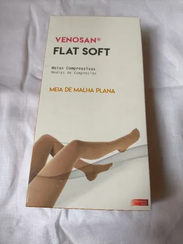 Meia Malha Plana Flat Soft Média Compressão 20-30Mmhg 3/4 Panturrilha - Venosan M