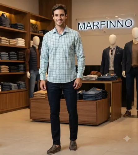 Camisa Social Marfinno Xadrez Slim Fit - Tam P