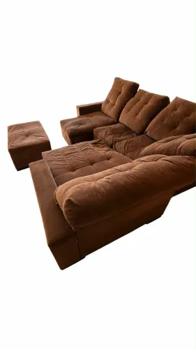 Sofá de canto suede marrom