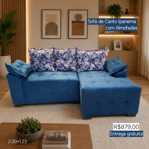 PROMOÇÃO URGENTE - Sofá de Canto Ipanema Azul Marinho por apenas R$879,00