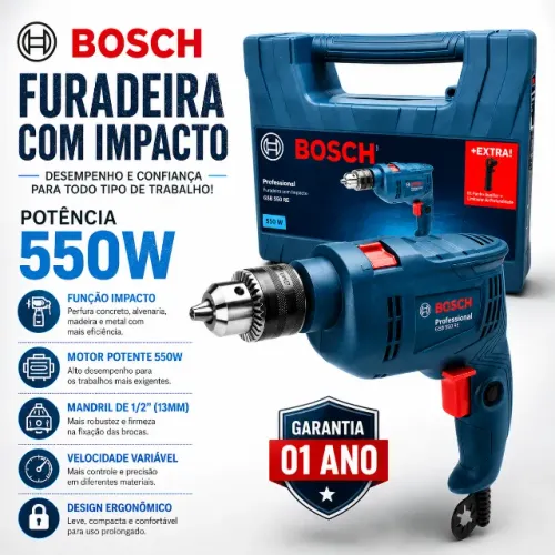 Furadeira BOSCH C/maleta 550W: 380,00 avista