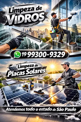 LIMPEZA DE VIDROS E  LIMPEZA DE PLACA SOLAR