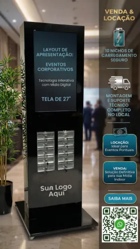Totem Midia Indoor Com carregador de celular 27"