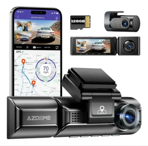 Azdome m550 pro 4k visão noturna grava frente, dentro e trazeira