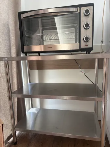 Mesa Inox 0,90x0,50 2p Bancada Manipulação Cozinha Indutrial