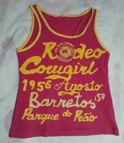 regata feminina rodeo cowgirl algodão rosa pp