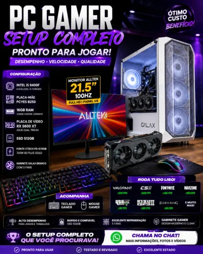 ? PC GAMER + MONITOR 100Hz - SETUP COMPLETO PRONTO PRA USAR ?
