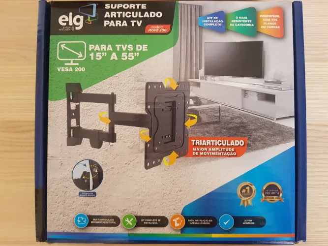 Suporte articulado ELG move 200 para TV de 15" a 55" com peso de até 30kg