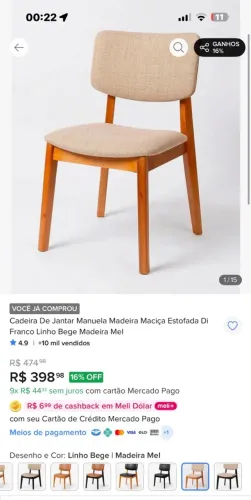 Vendo 5 cadeiras de sala de jantar