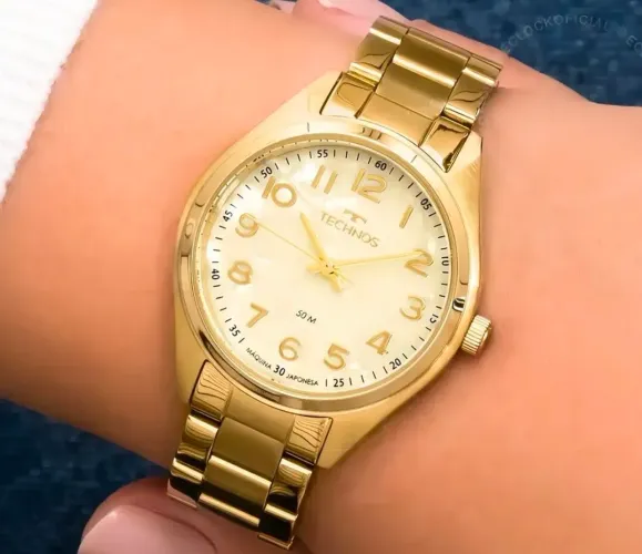 Relógio Feminino Technos Boutique Dourado Mostrador Madrepérola Aço