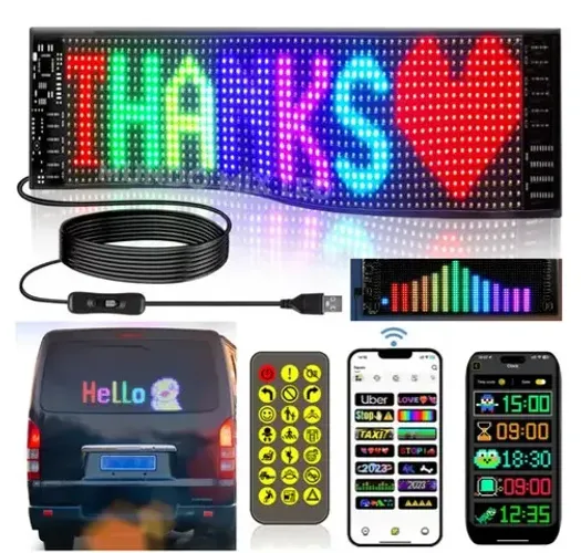 Painel Led Letreiro Matriz Digital Bluetooth Flex Carro 