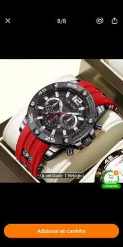 Relógio Masculino Mostrador esportivo de moda pulseira vermelha <br>