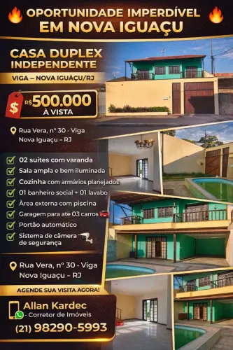 Vendo casa 02 suítes, com piscina e churrasqueira. Bairro/; Viga, Nova Iguaçu/RJ