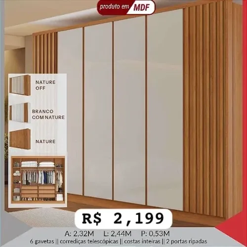 Guarda Roupa Casal MDF - Promoção