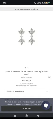 My collection Hstern brinco 18k ouro branco com diamantes