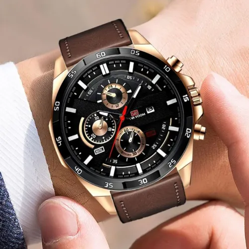 Relógio Masculino de Couro Va Va Vom (Entrega Grátis)