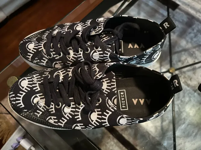 Tênis Fiever Blink estampado preto e branco - Tam. 37