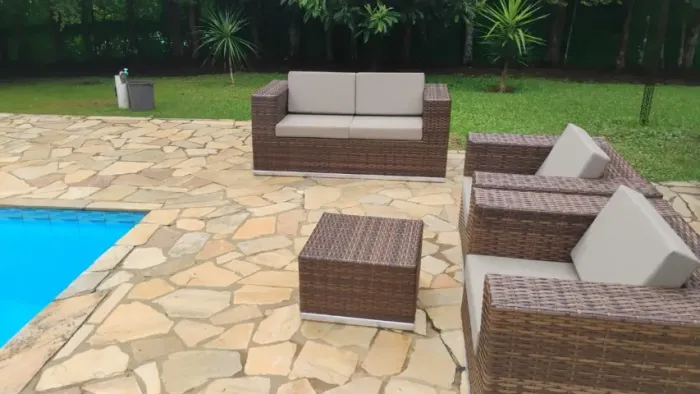 Conjunto de Sofa Quadrado em aluminio e fibra sintetica