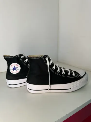 tênis converse all star plataforma preto chuck taylor lift cano longo 37