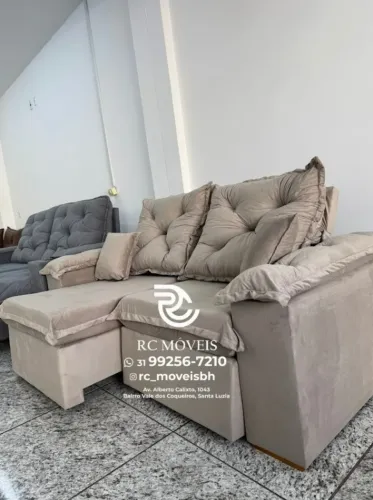 Sofá Retrátil e Reclinável 2m pillow 16cm  - estofamento veludo