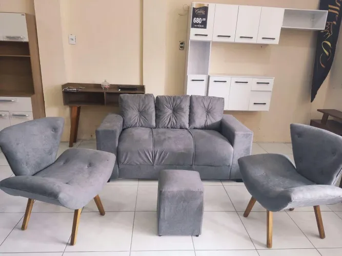 KIT SOFÁ +POLTRONAS +PUFF