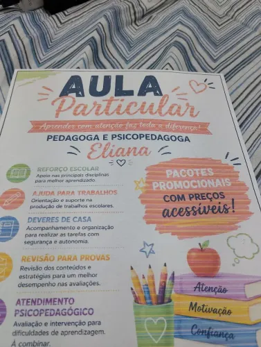 Reforço escolar e atendimento psicopegógico.