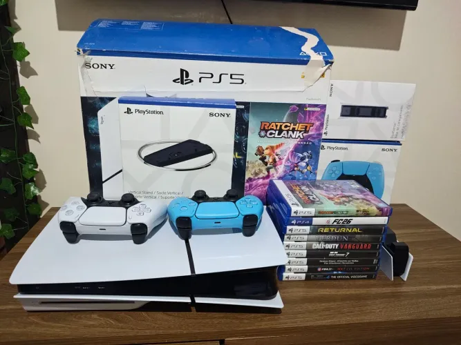 PS5 Slim Disco Desbloqueado - 02 Controles, Acessórios e Nota Fiscal