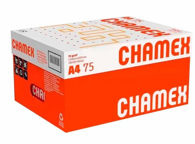 Caixa Papel A4 75g 500 Folhas Branco Chamex - 10 Resmas