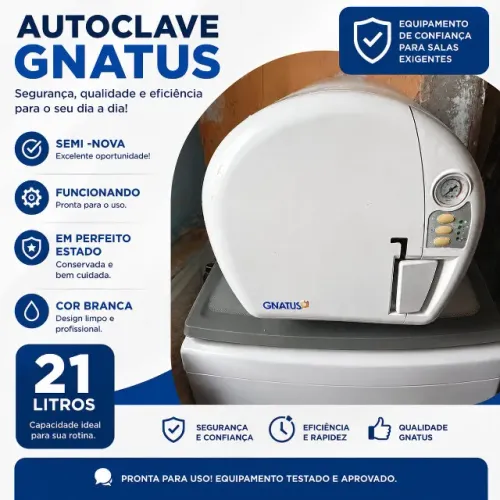 VENDE-SE UMA AUTOCLAVE GNATUS 21 LITROS SEMI-NOVA :EM PERFEITO ESTADO-FUNCIONANDO.PARCELO