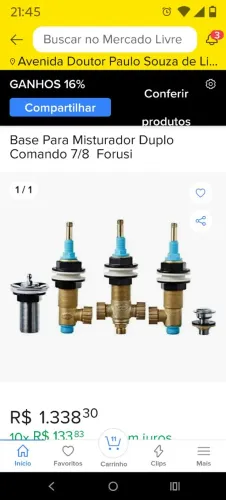 Misturador água quente fria 