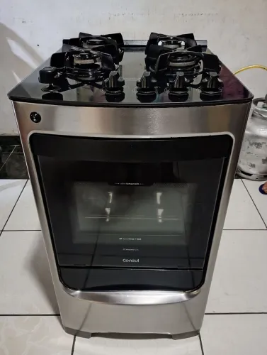 Fogão 4 bocas Consul mesa de vidro e inox