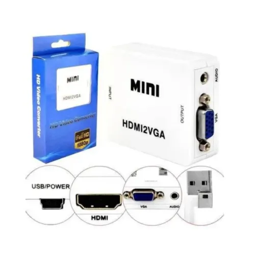 Conversor Mini HdTV 2vga Entrada HdTV Saida Vga + Audio