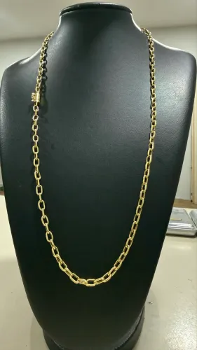 Cordão de ouro cadeado oco