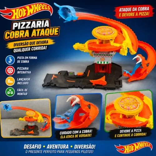 Hot Wheels City Pista de Brinquedo Ataque de Cobra vs Pizzaria
