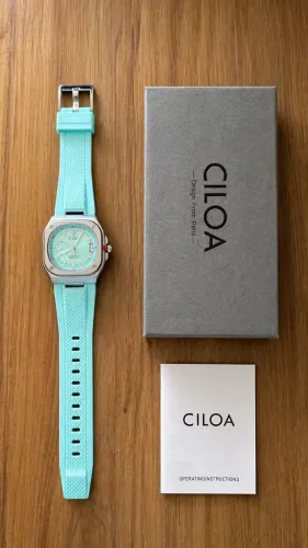 CILOA Relógio Esportivo Masculino Mint Blue Silicone Premium 100M