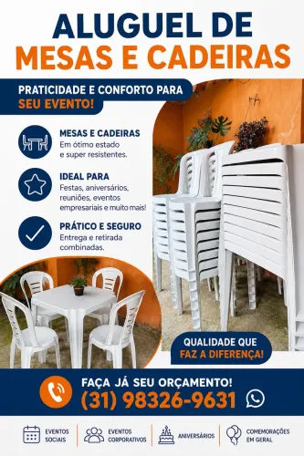 Aluguel mesas e cadeiras